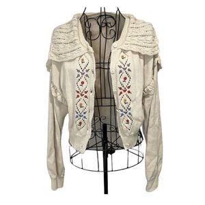 ZARA FLORAL EMBROIDERED KNIT CARDIGAN size S